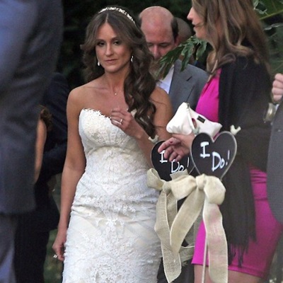 Brian Baumgartner and his wife Celeste Ackelson on their wedding ceremony.